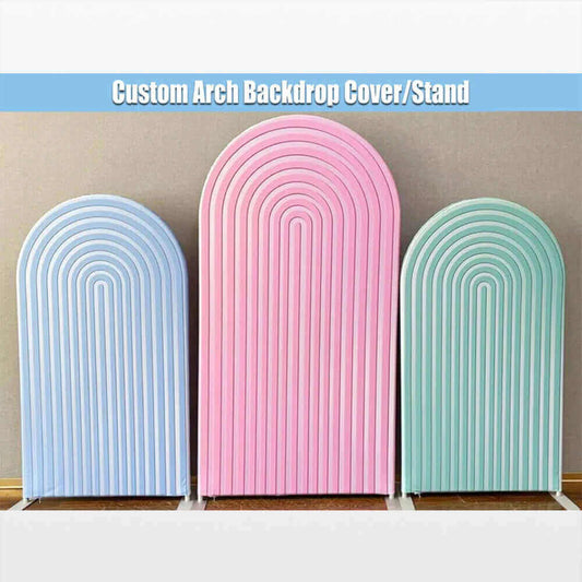 Groovy Arch Backdrop Cover Custom Pink Blue Baby Shower Lučni baloni Girlanda Chiara zidne ploče
