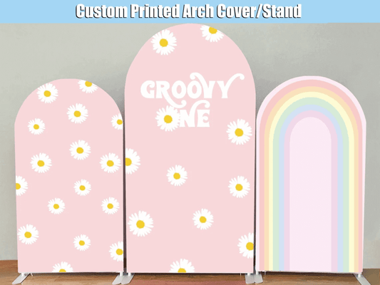 Groovy Daisy Chiara Fondale ad arco Cover Double Sided Wedding Birthday Party Photography Background