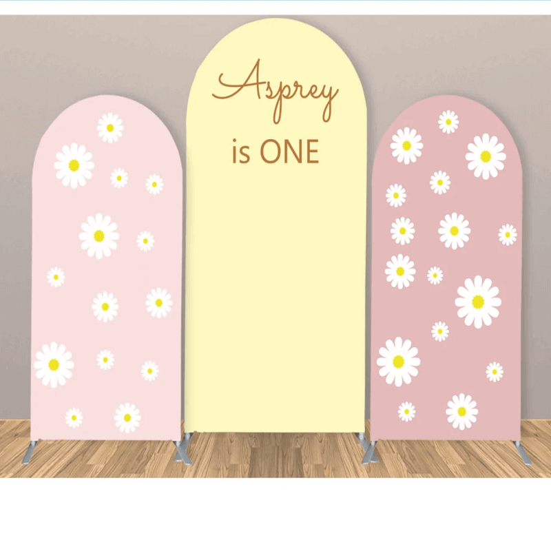 Groovy Daisy Flower Boho Pink and Yellow Chiara Arch Backdrops