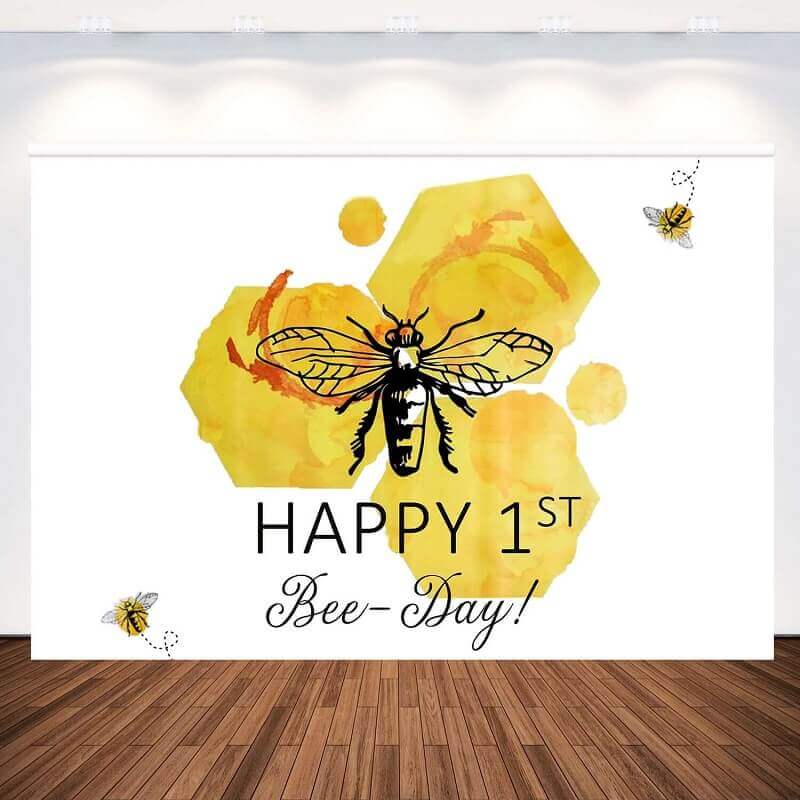 Happy 1st Bee Day Newborn Baby Shower Birthday Party Backdrops For Photo Studio