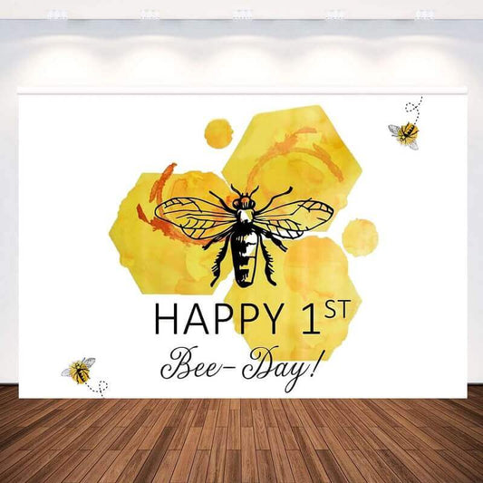 Happy 1St Bee Day Newborn Baby Shower Birthday Party Backdrops For Photo Studio