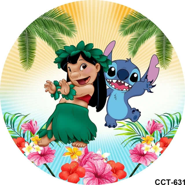 Hawaii Luau Dancing Bakgrunn for Kids Party Stitch Runde Bakgrunnsdeksler