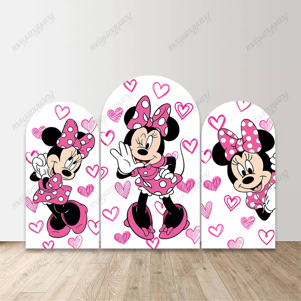 Heart Minnie Mouse Arch Backdrop Cover Pink Doodle Hearts Chiara Wall Banner