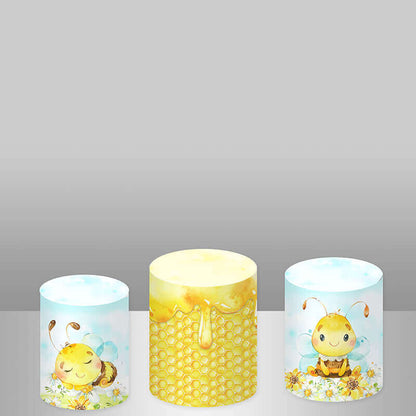 Couverture de toile de fond ronde pour fête prénatale et anniversaire d'enfants, abeille à miel