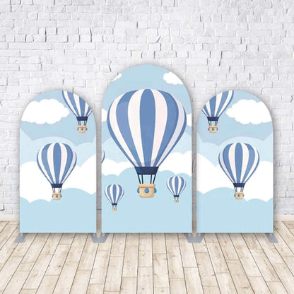 Hot Air Balloons Arched Backdrop Covers Fabric Double-sided