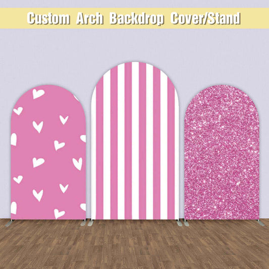 Hot Pink Glitter Stripes Arched Background Covers Fabric Double-Sided PartyMöbel & Wohnen, Feste & Besondere Anlässe, Party- & Eventdekoration!