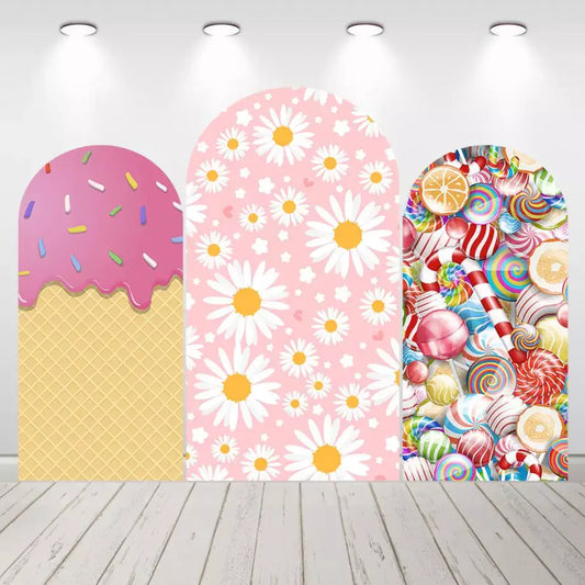 Ice Cream Lollipop Girls Birthday Arch Backdrop Chiara Wall Background