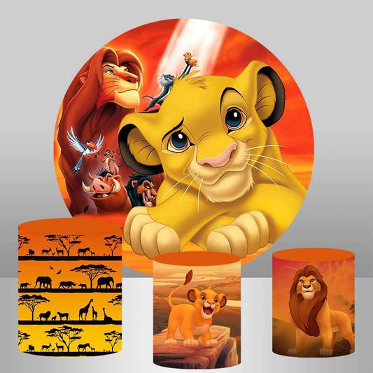Lion Baby Shower Kids Birthday Party Round Backdrop Plinth Covers