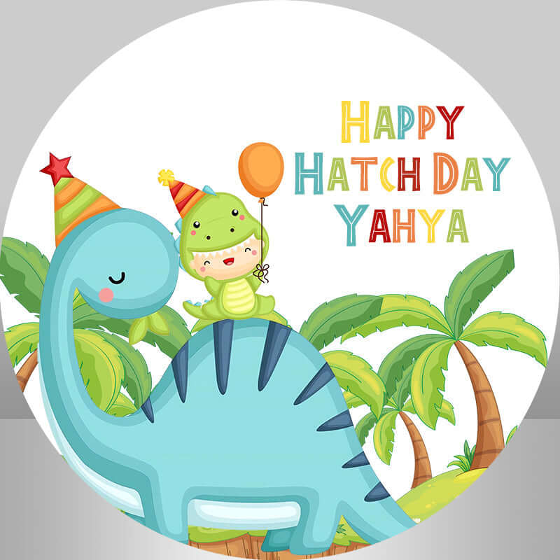 Dessin animé dinosaure bébé douche enfants fête d'anniversaire cercle rond toile de fond