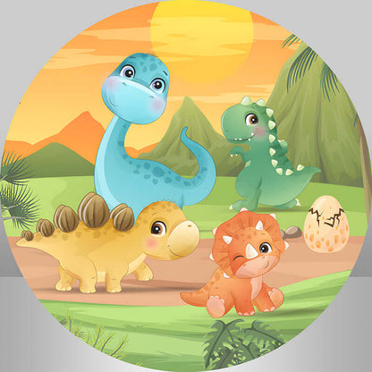 Мультфильм динозавр круглый фон для детского душа детский день рождения