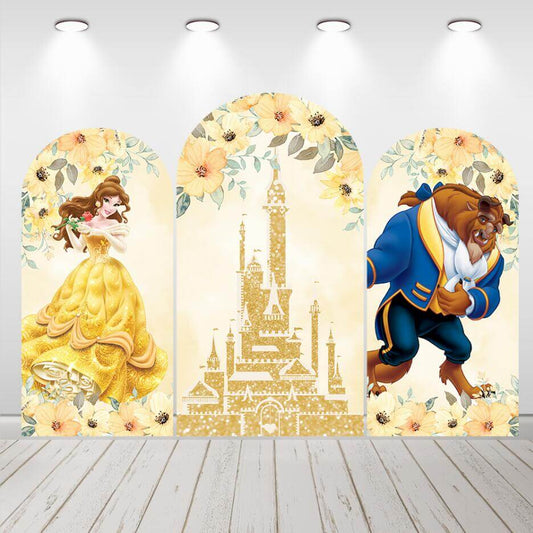 Beauty and Beast Kids Birthday Party Baby Shower Arch Backdrop Cover