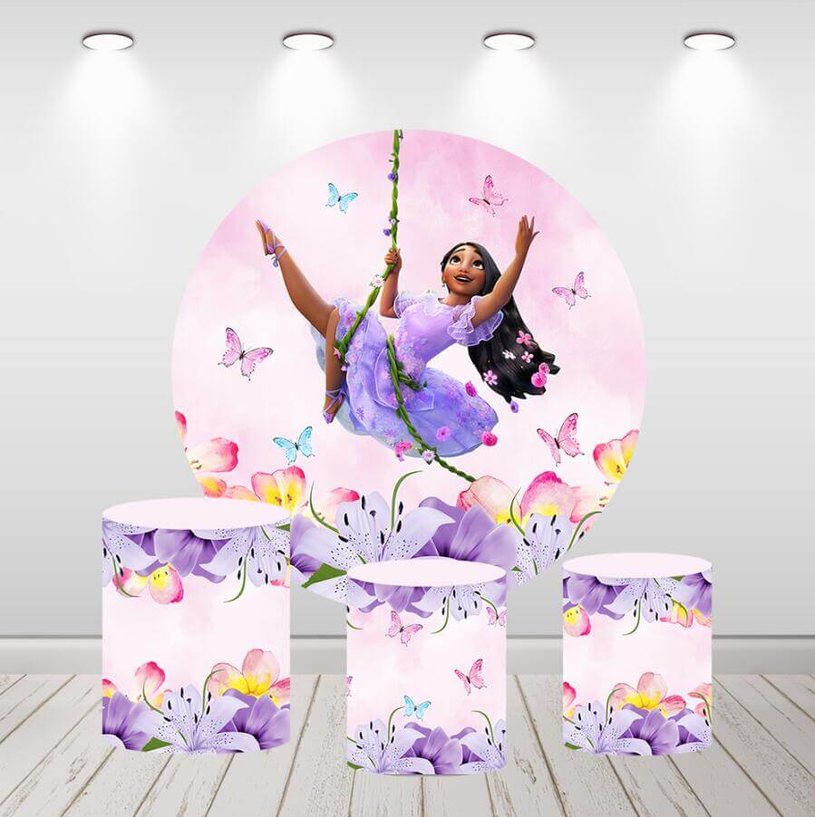 Encanto Isabela Runder Hintergrund für Mädchen, Geburtstag, Babyparty, Kreis-Hintergrund