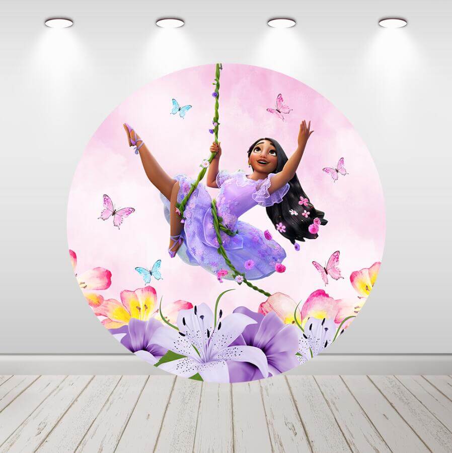 Encanto Isabela Runder Hintergrund für Mädchen, Geburtstag, Babyparty, Kreis-Hintergrund