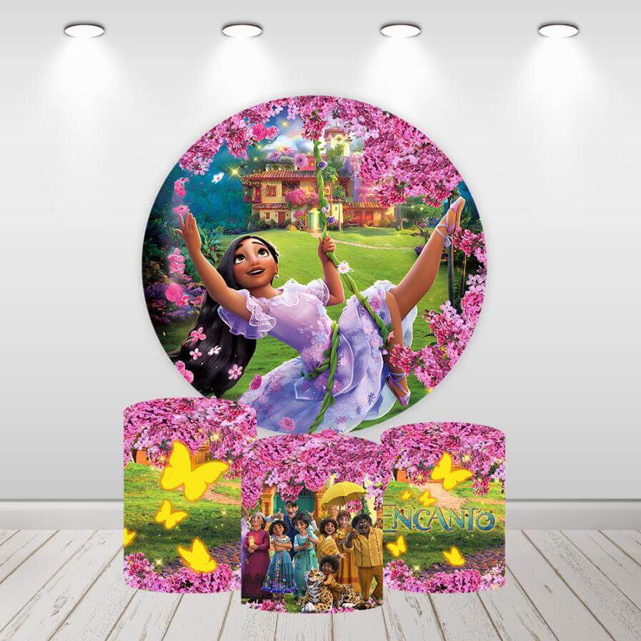 Encanto Isabela runder Kreis-Hintergrund für Mädchen, Geburtstag, Babyparty, Fotostudio-Hintergrund