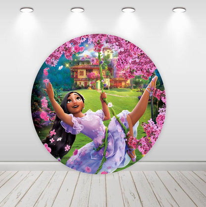 Encanto Isabela runder Kreis-Hintergrund für Mädchen, Geburtstag, Babyparty, Fotostudio-Hintergrund