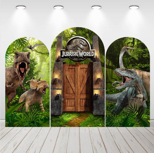 Dinosaurus Jurassic Park Kids verjaardag Baby douche boog achtergrond Cover