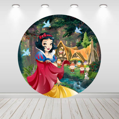 Snjeguljica Princeza Rođendanska zabava Okrugli krug Pozadine Poklopci cilindra