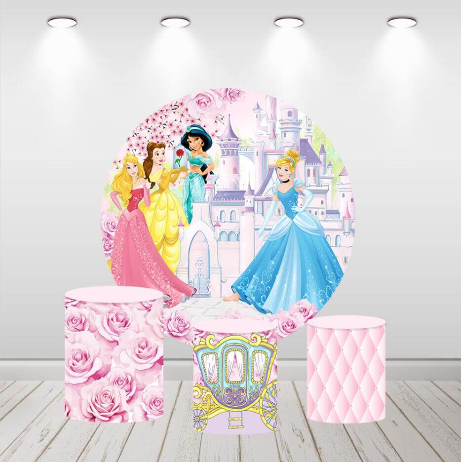 Princess Castle Girl Birthday Party Baby Shower Round Circle Backdrop