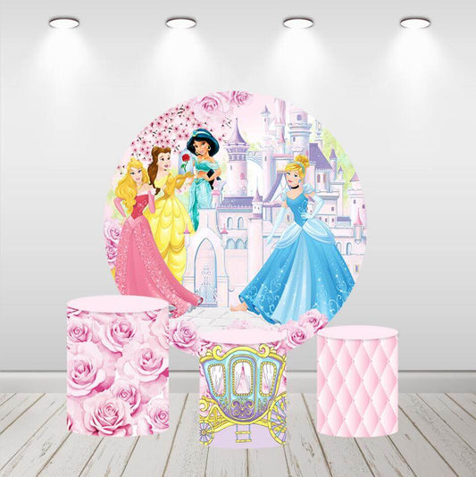 Princess Castle Girl Birthday Party Baby Shower Okrugla kružna pozadina
