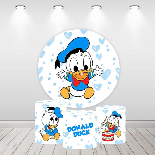 Duck Boys Birthday Party Round Circle Backdrop Plinth Covers