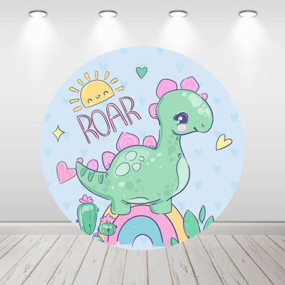 Динозавр детский день рождения детский душ круглый круг фон крышки цилиндров
