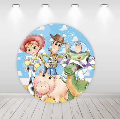 Toy Story Round Backdrop Kids Birthday Party Custom Photography Background