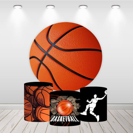 Basketball Round Backdrop Cover Boys Birthday Party Decoration Cylinder Covers