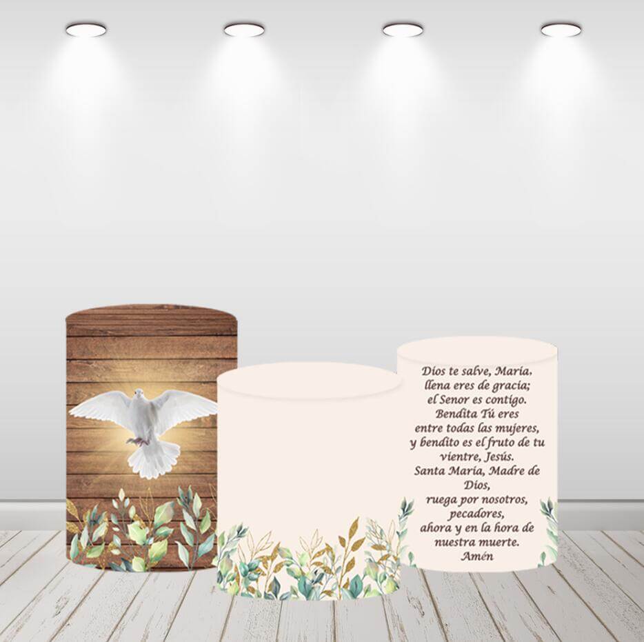 Wood Flowers Baby Shower Round Backdrop Cylinder Covers