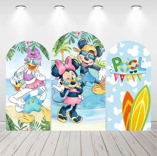 Mouse Summer Pool Party Birthday Baby Shower Arch Backdrop Cover