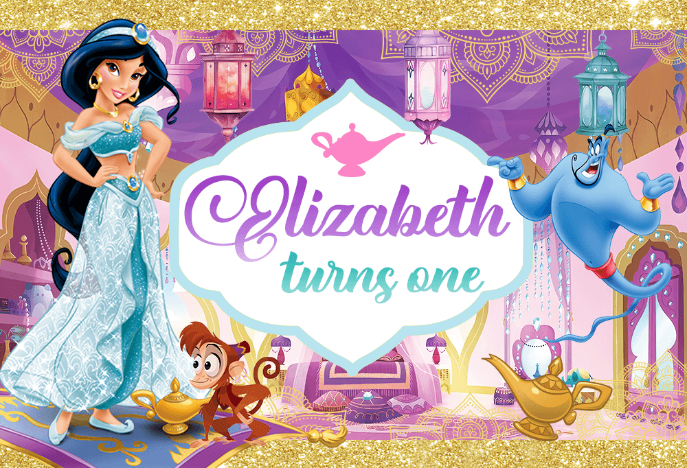 Pozadina za rođendansku zabavu djevojčica Aladdin Princess Baby Shower