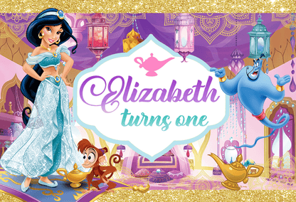 Aladdin Prenses Kız Doğum Günü Partisi Bebek Partisi Arka Planı
