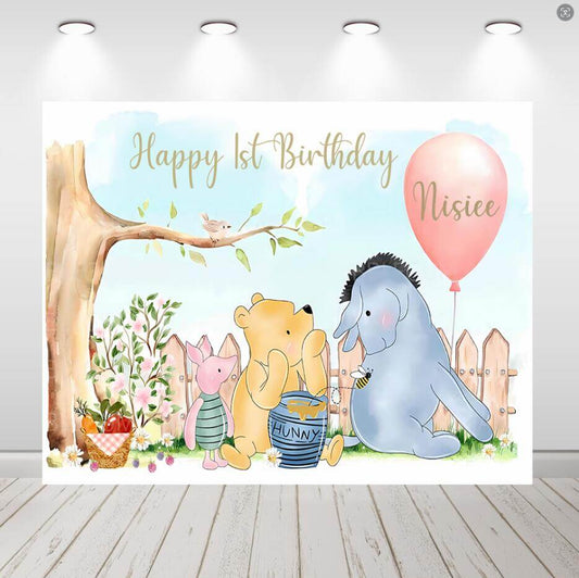Winnie The Pooh Kids Birthday Party Baby Shower Backdrop