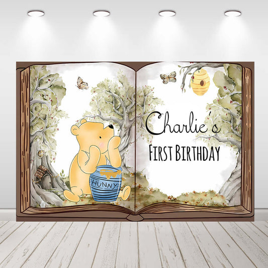 Pohádková kniha Medvídek miminko pozadí narozeninová párty fotografie pozadí