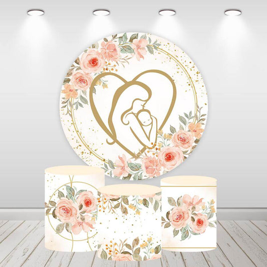 Couvertures rondes de cylindre de toile de fond de nouveau-né de douche de bébé de fleurs
