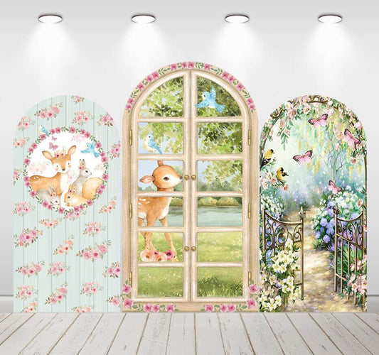 Magic Forest Deer Kids Birthday Baby Shower Arch Backdrop Cover