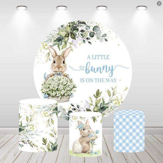 Bunny Circle Backdrop Baby Shower Party Decor Round Cover