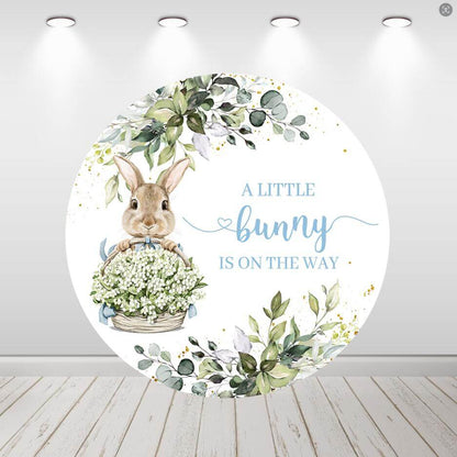 Toile de fond circulaire en forme de lapin, décor de fête prénatale, couverture ronde