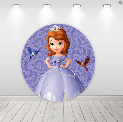 Prinzessin Sophia Mädchen-Geburtstagsparty, Babyparty, runder Kreis-Hintergrund