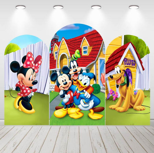 Mouse Duck Kids Bursdag Baby Shower Arch Bakteppe Cover Party Decor