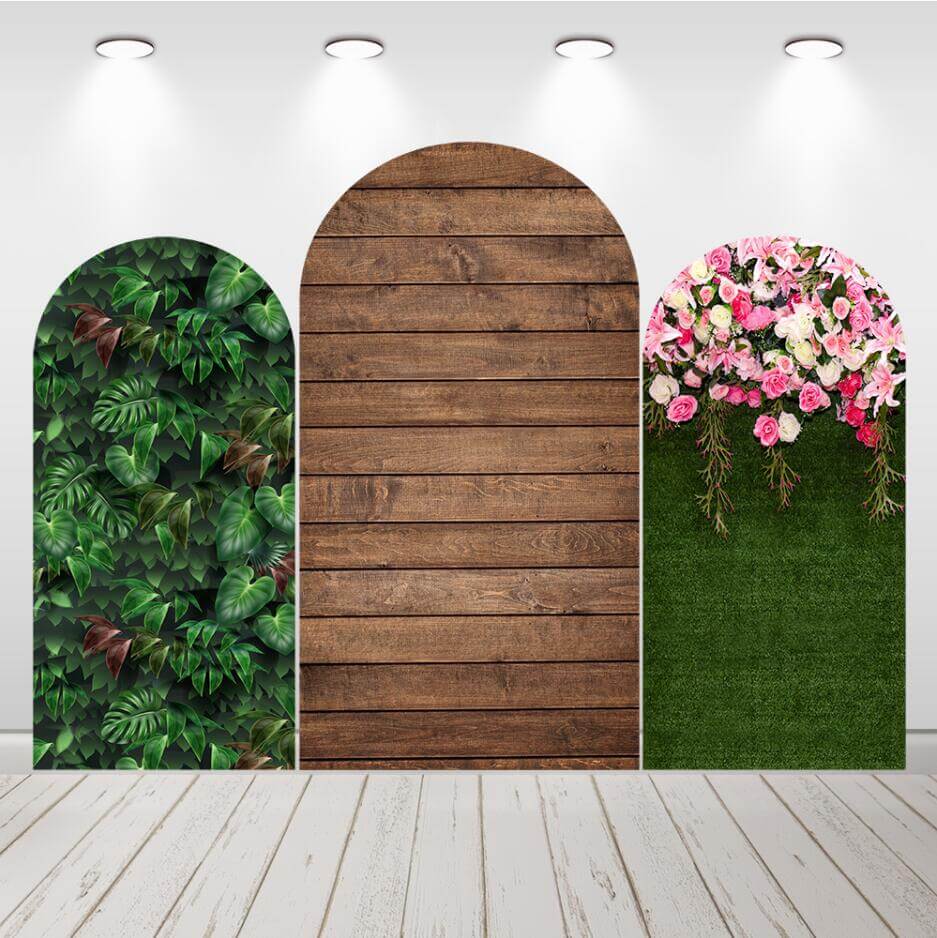 Wood Grass Wedding Birthday Decor Arch Backdrop Combination – webackdrops