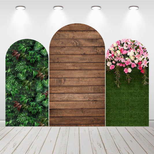 Wood Grass Wedding Birthday Party Decor Arch Backdrop Combination