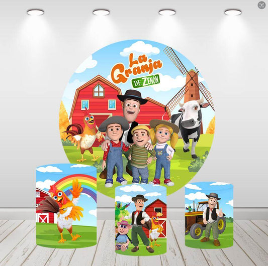 GRANJA de zenon Farm Kids Birthday Baby Shower Round Background