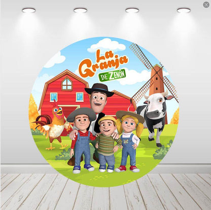 GRANJA de zenon Farm Kids Bursdag Baby Shower Rund Bakgrunn