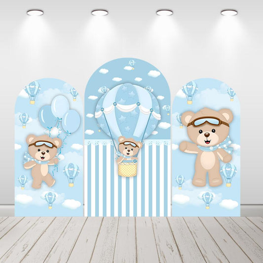 Bear Hot Air Balloons Baby Shower születésnapi Chiara Arch Backdrop Cover