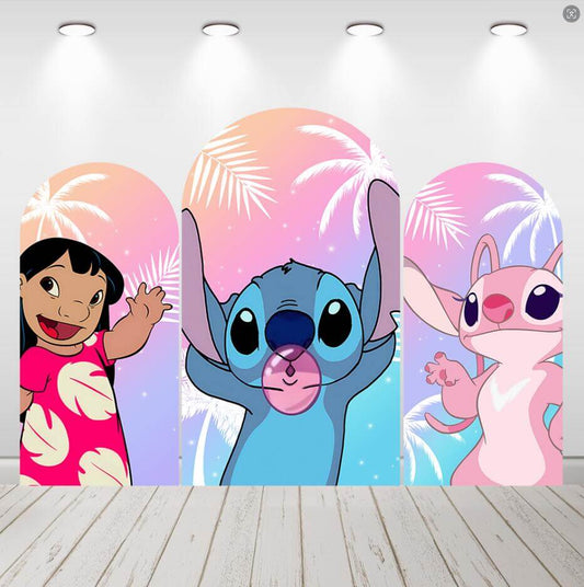 Lilo & Stitch Summer Beach Kids Verjaardagsfeestje Gebogen Achtergrond Cover
