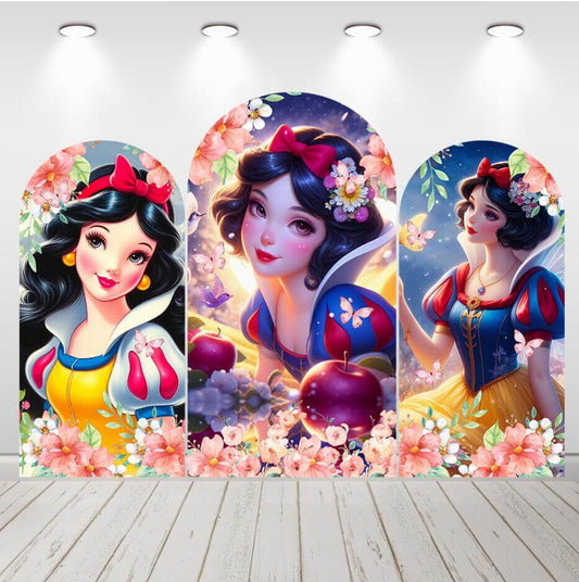 Cartoon Snow White Girls Birthday Baby Shower Arch Backdrop Cover