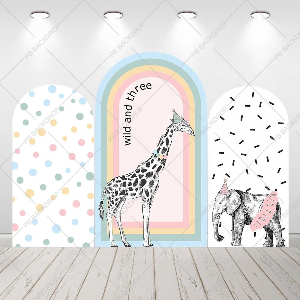 Safari Animals 3rd Birthday Arch Backdrop