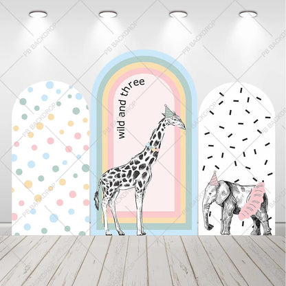 Safari Animals 3rd Birthday Arch Backdrop
