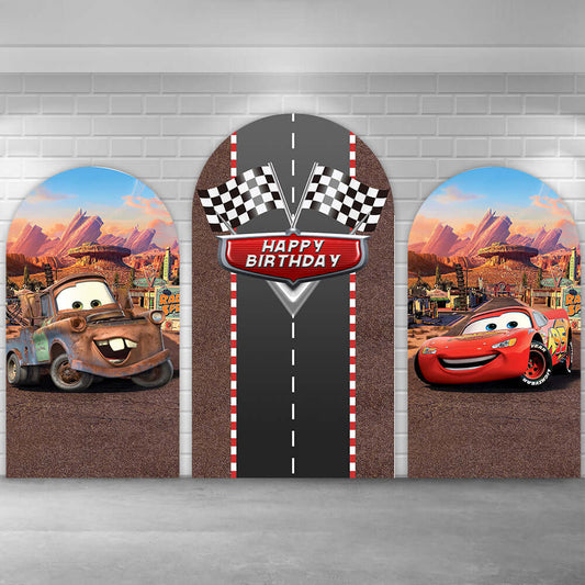 Závodní auto Boys Birthday Party Baby Shower Arch Backdrop Cover