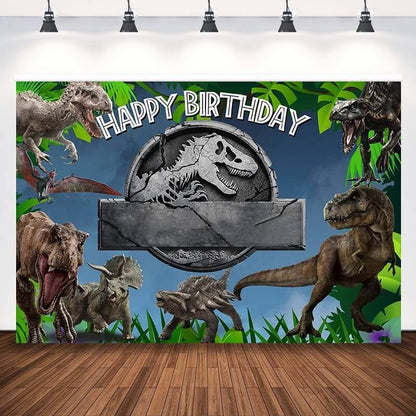 Arrière-plan de photographie de dinosaure jurassique, arrière-plan de fête en forêt et Jungle, personnalisé pour garçons, 1er anniversaire